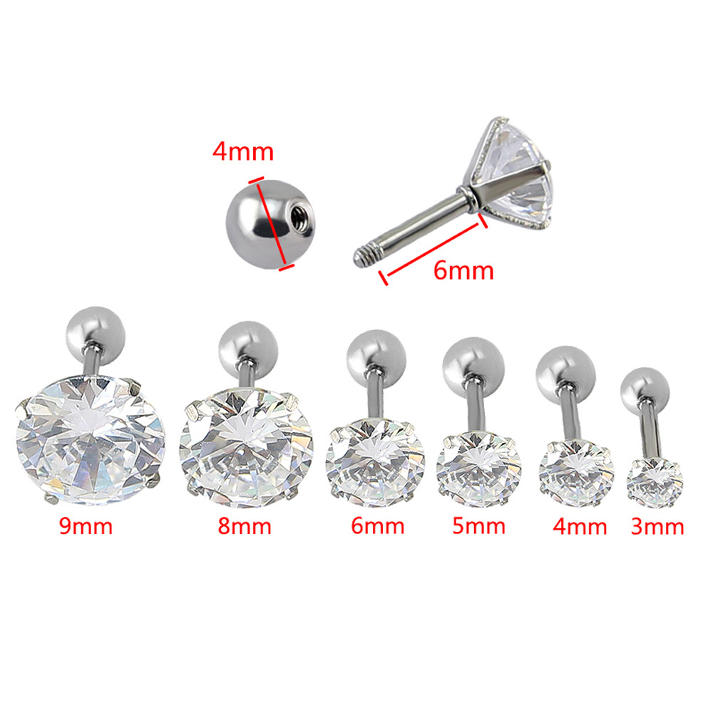 European American Simple Thin Pole Auricle Fashion Zircon Earrings Versatile Ear Bone Women's Ear Jewelry Titanium Steel Ear Needles Earrings Wholesale - Image 2