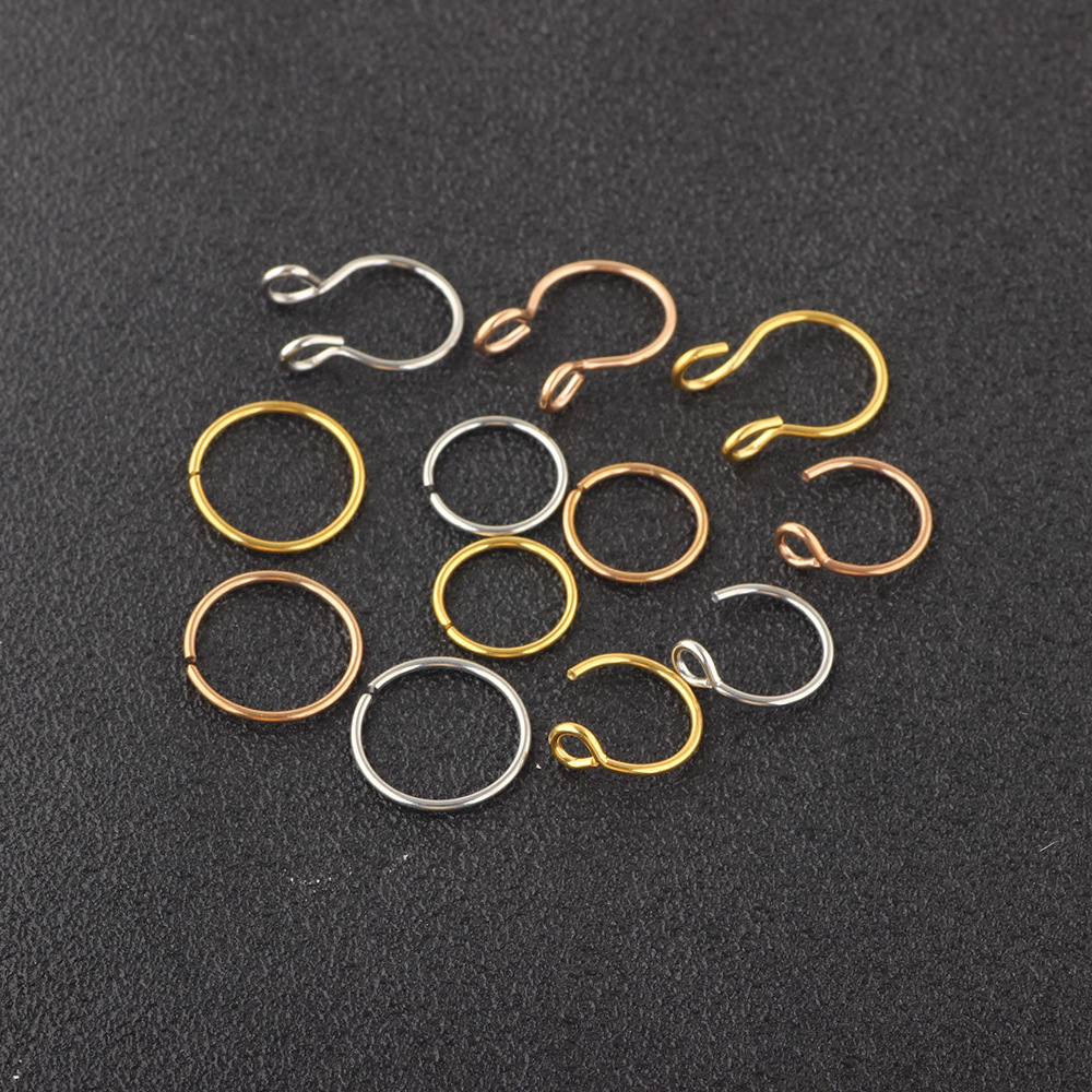 12 Pcs Fake Nose Ring Nose Nail Piercing Jewelry Set, Stainless Steel Geometric Style, 2023 Spring Trendy Ethnic Vintage - Image 5