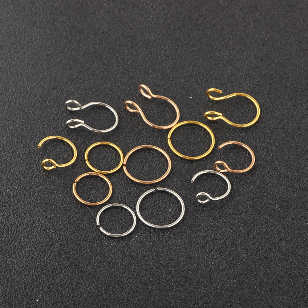 12 Pcs Fake Nose Ring Nose Nail Piercing Jewelry Set, Stainless Steel Geometric Style, 2023 Spring Trendy Ethnic Vintage - Image 4