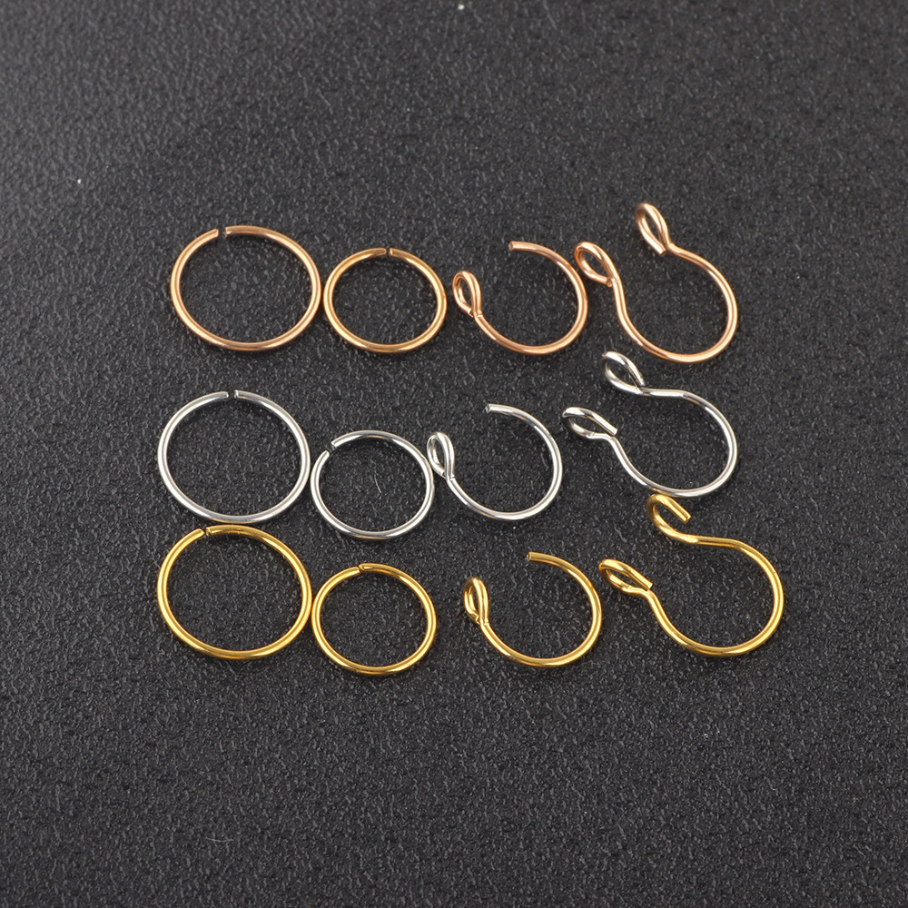12 Pcs Fake Nose Ring Nose Nail Piercing Jewelry Set, Stainless Steel Geometric Style, 2023 Spring Trendy Ethnic Vintage - Image 3