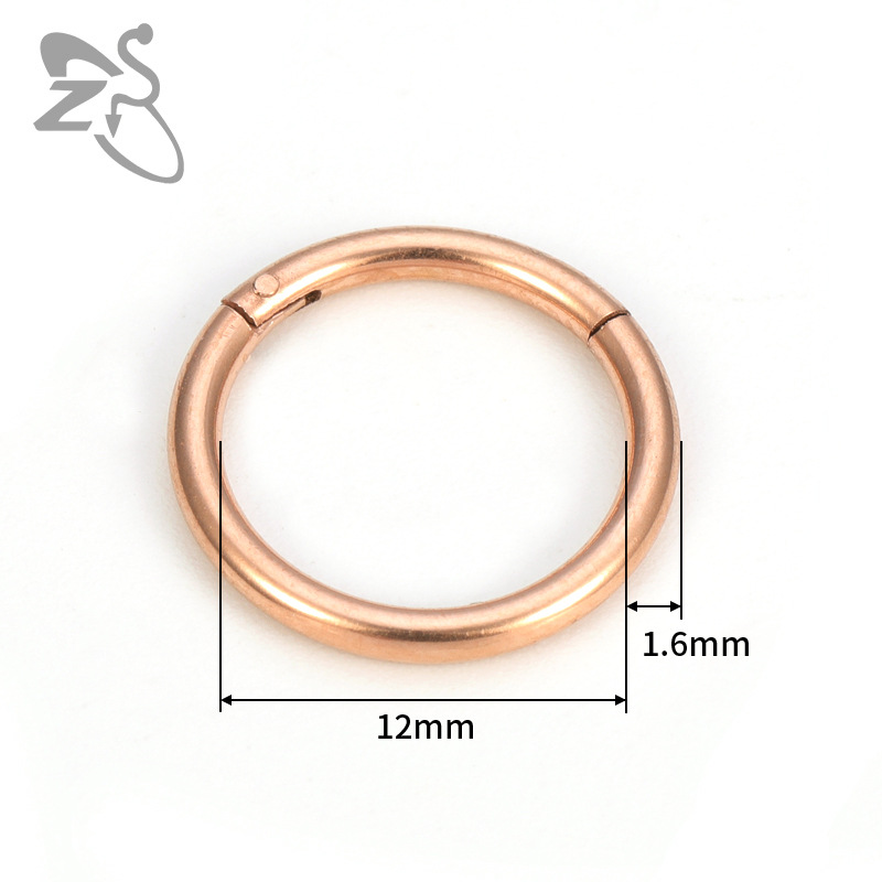 316L Surgical Steel Rainbow Plating Seamless Ring Septum Nose Hoop - 1.6mm Thick 12mm Diameter Body Jewelry - Image 5