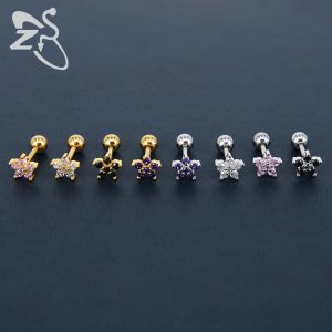 European and American Star Zircon Earrings Women's Personalized Stainless Steel Ear Piercing Jewelry