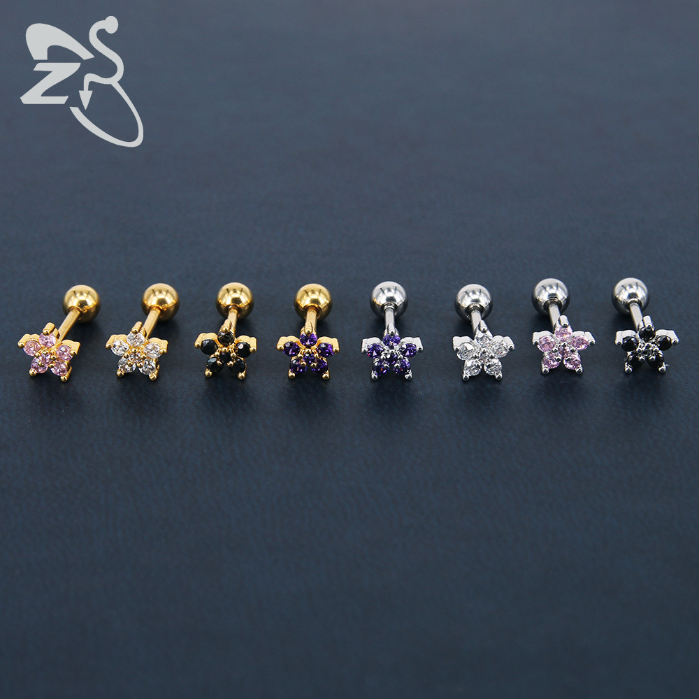 European and American Star Zircon Earrings Women's Personalized Stainless Steel Ear Piercing Jewelry - Image 2