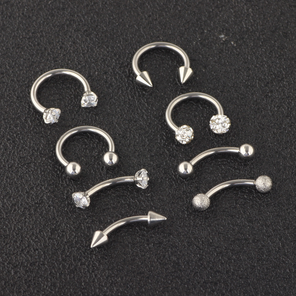 Nose Nail Mixed Set Stainless Steel Lip Nail Eyebrow Nail Nose Piercing Jewelry Wholesale Laughing Cat - Image 3