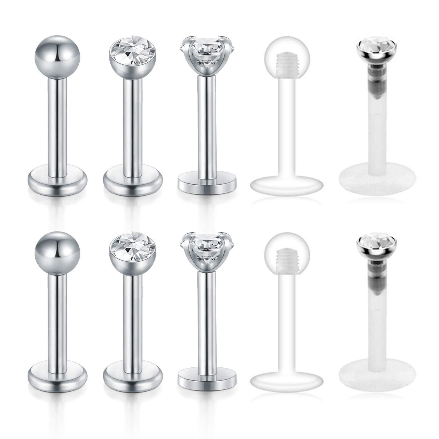 Stainless Steel Body Piercing Jewelry Set - Earrings, Nose, Eyebrow, Lip Rings - Cartoon Flower Silver Wholesale - Image 2