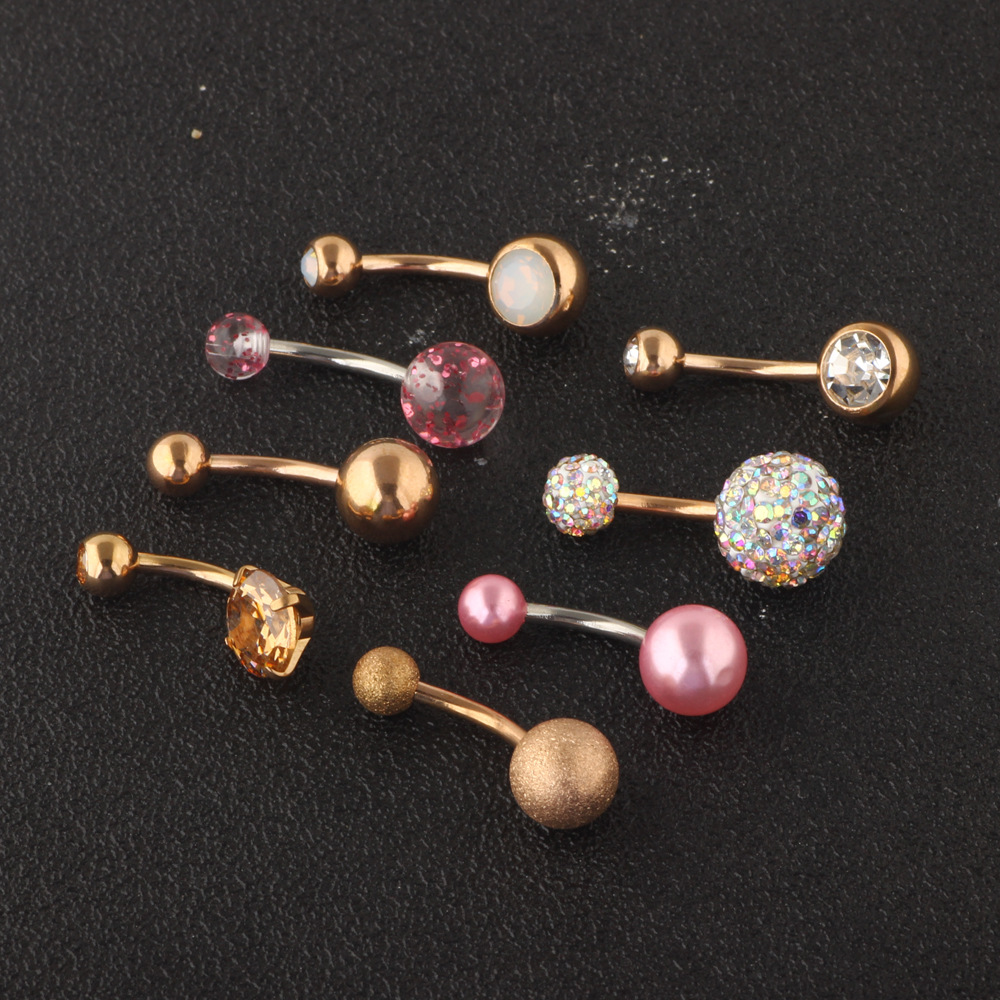 New Arrival 8PCs Bear Navel Ring Set Stainless Steel Body Piercing Jewelry - Image 4