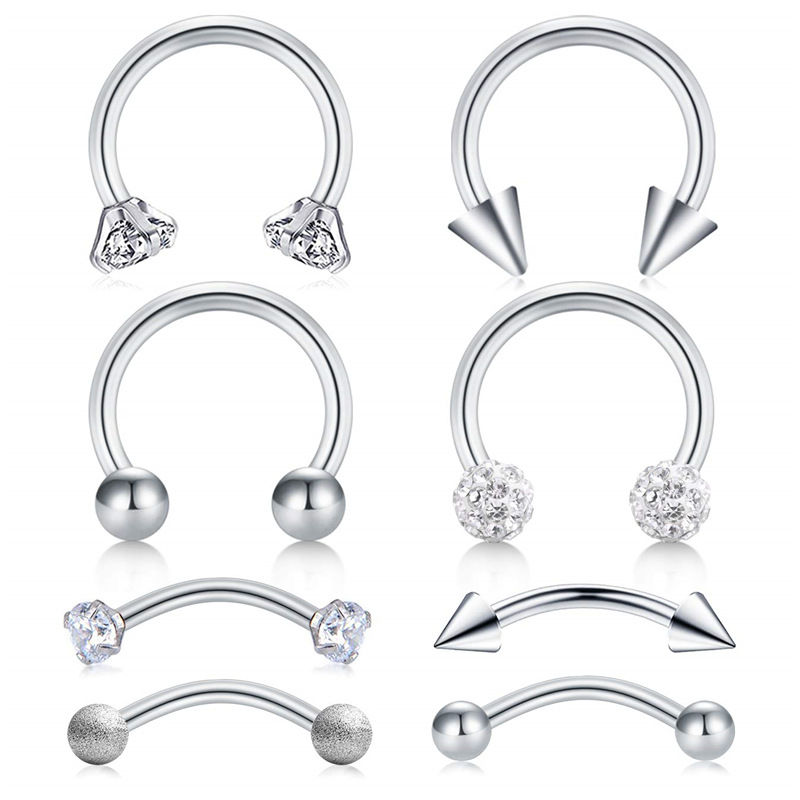 Nose Nail Mixed Set Stainless Steel Lip Nail Eyebrow Nail Nose Piercing Jewelry Wholesale Laughing Cat - Image 2