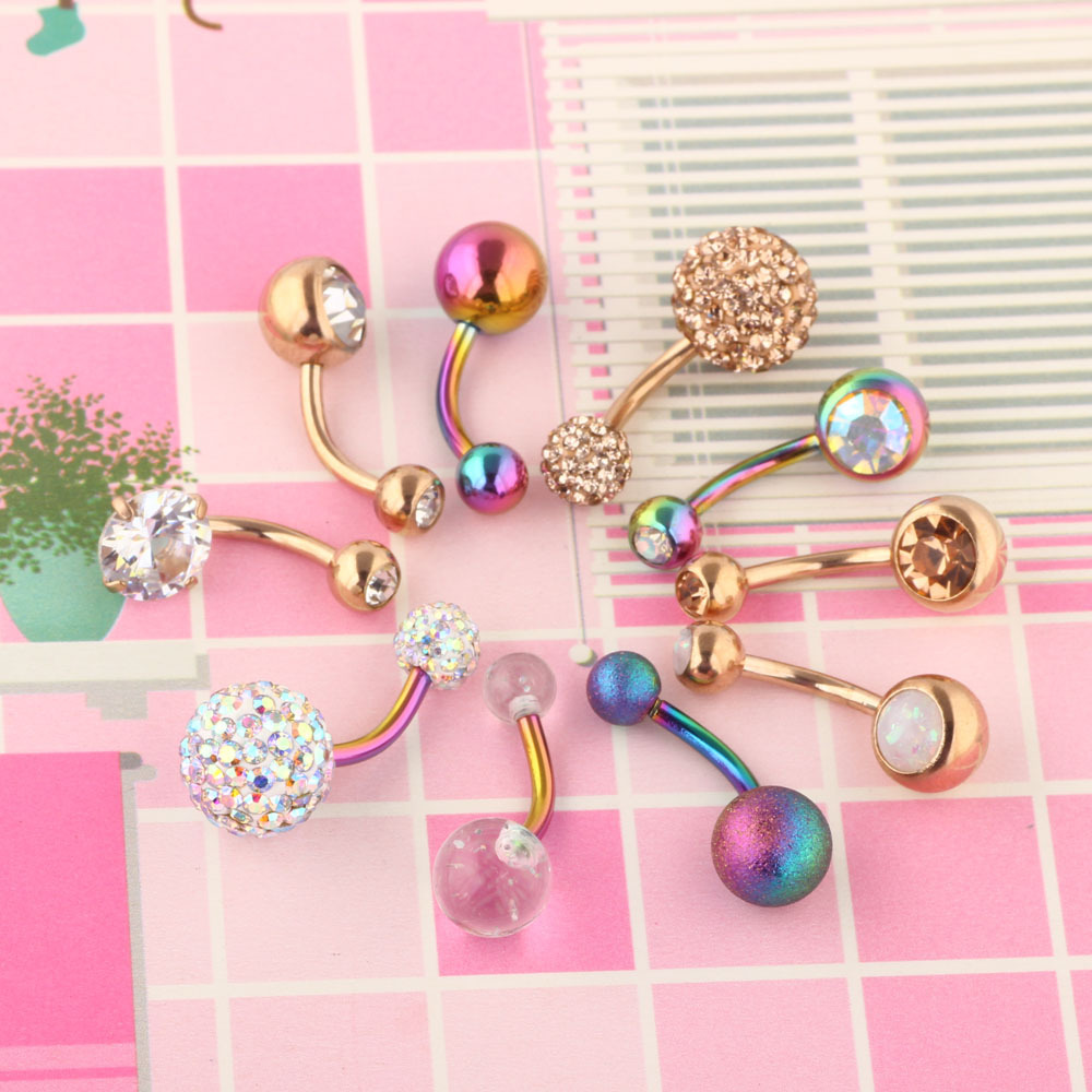 Wholesale 10-Piece Stainless Steel Zircon Flower Navel Ring Belly Button Piercing Jewelry Set - Image 4