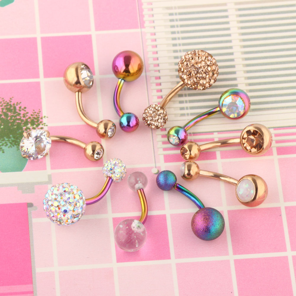 Wholesale 10-Piece Stainless Steel Zircon Flower Navel Ring Belly Button Piercing Jewelry Set - Image 5