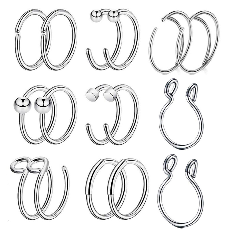 16Pcs Rose Gold Stainless Steel Lip Nose Nail Rings Floral Piercing Jewelry Set - Best Selling Amazon Accessories - Image 5
