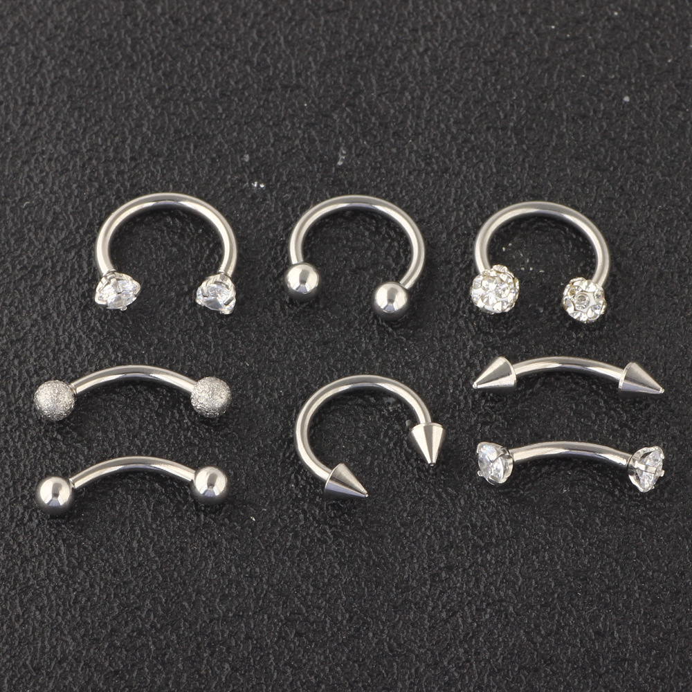 Nose Nail Mixed Set Stainless Steel Lip Nail Eyebrow Nail Nose Piercing Jewelry Wholesale Laughing Cat - Image 4