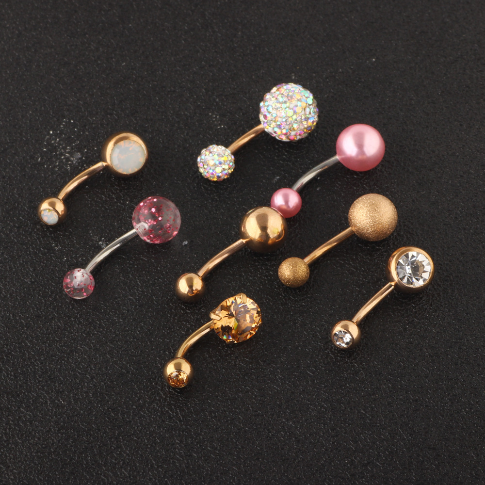 New Arrival 8PCs Bear Navel Ring Set Stainless Steel Body Piercing Jewelry - Image 3