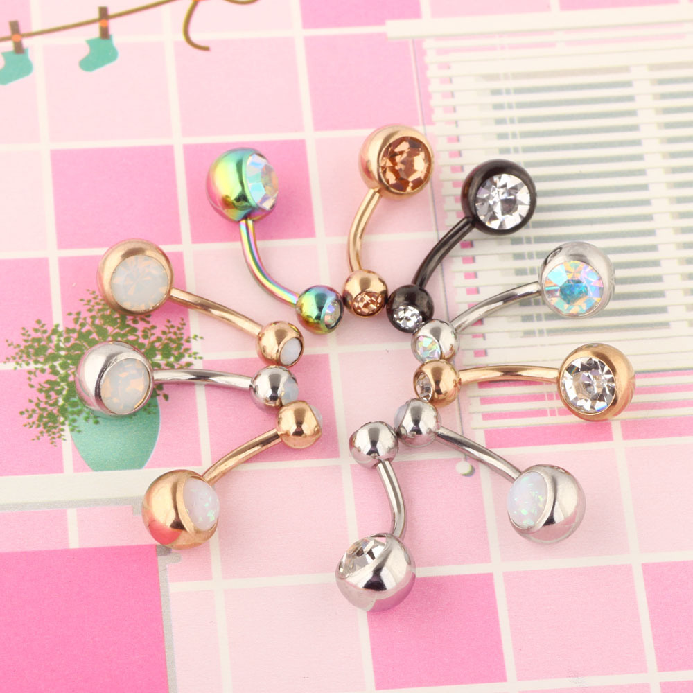Wish Amazon eBay Explosions 10-Piece Floral Belly Button Ring Set Stainless Steel Belly Piercing Jewelry - Image 3