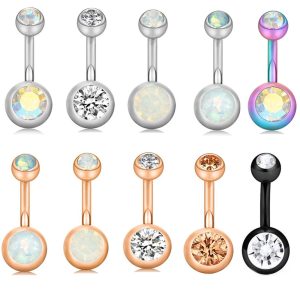 Wish Amazon eBay Explosions 10-Piece Floral Belly Button Ring Set Stainless Steel Belly Piercing Jewelry