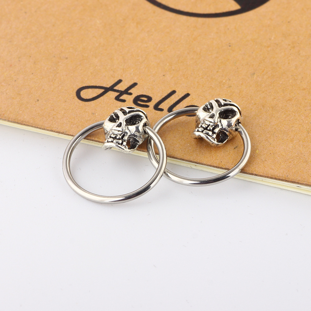 Ghost Head Nose Ring Creative Micro Inlay Septum Nail Round Nasal Septum Ear Nail Body Piercing Jewelry Wholesale - Image 4