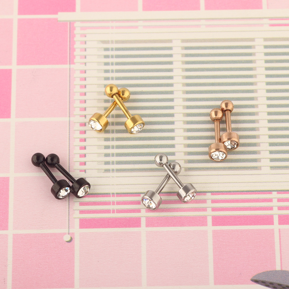 European American New Style Stainless Steel Cylindrical Earrings with CZ Flower Design Ear Bone Piercing Jewelry - Image 5