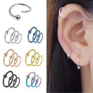 European American Fashion Stainless Steel Nose Ring Flower Design Nose Stud Lip Curved Barbell Ear Cartilage Earring
