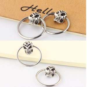 Ghost Head Nose Ring Creative Micro Inlay Septum Nail Round Nasal Septum Ear Nail Body Piercing Jewelry Wholesale