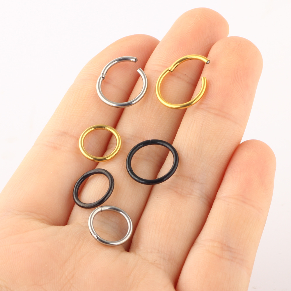 European American Stainless Steel Titanium Steel Nose Ring Earring Body Piercing Jewelry - Flower Design Cherry Motif - Image 4