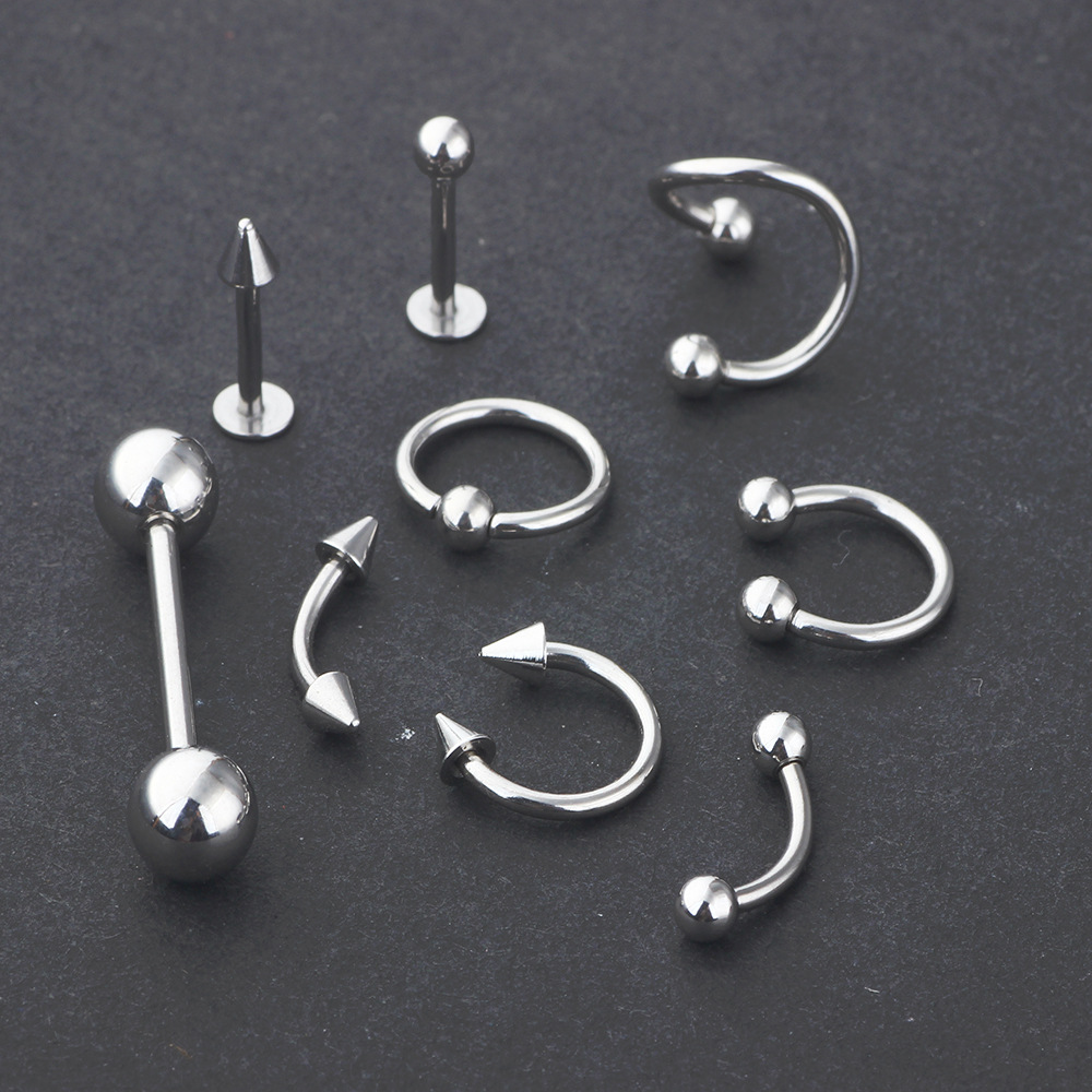 120 Pcs Tongue Lip Nose Eyebrow Navel Ring Mixed Set Stainless Steel Piercing Jewelry Wholesale - Image 3