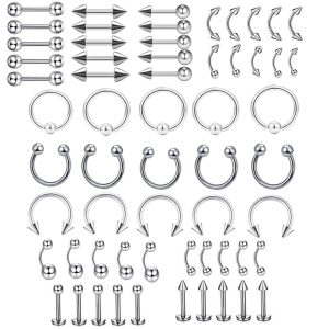 60 Sets Stainless Steel Lip Nail Nose Ring Best Selling Piercing Jewelry Wholesale