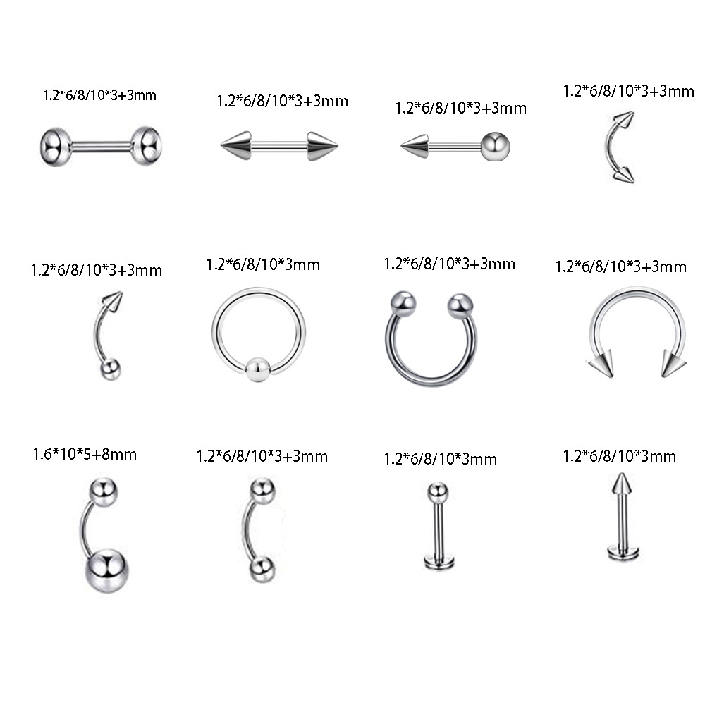 60 Sets Stainless Steel Lip Nail Nose Ring Best Selling Piercing Jewelry Wholesale - Image 2
