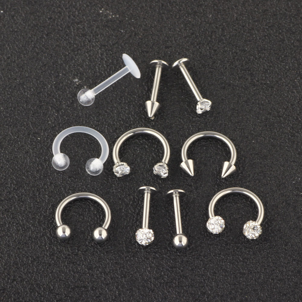 10Pcs Body Piercing Jewelry Set - Rose Gold Stainless Steel Nose Studs Earrings Cartilage Studs Floral Design - Image 5