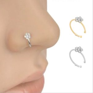 Silver Plated Plum Blossom Nose Stud Nose Ring Body Piercing Jewelry Copper Alloy