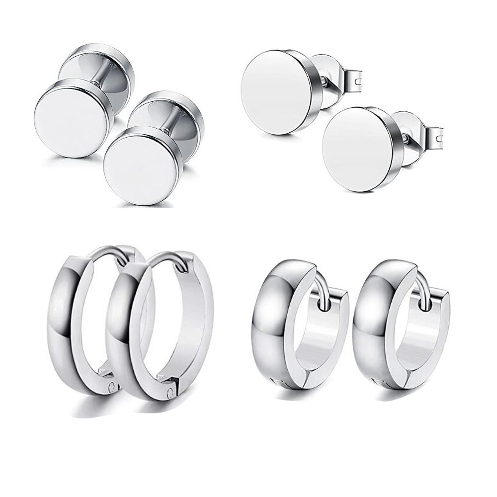 8mm 316L Surgical Steel Earrings Set - Men's Women's Atmospheric Simple Floral Studs (Black 8-Piece) - Image 2
