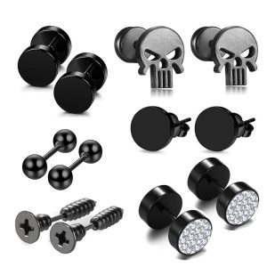 Amazon Wish Men's Explosive Earring Set Faux Ear Expanders Women's Atmospheric Simple Earrings