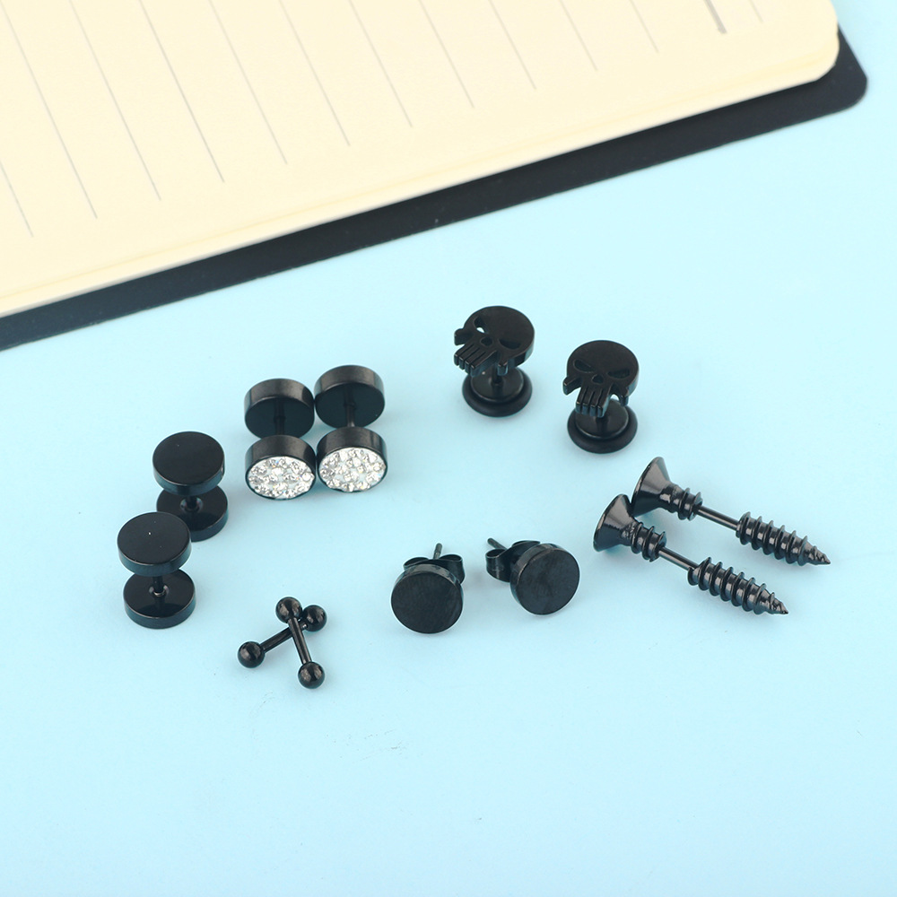 Amazon Wish Men's Explosive Earring Set Faux Ear Expanders Women's Atmospheric Simple Earrings - Image 4