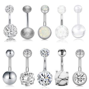 Hot Selling Diamond Ball Belly Button Ring Umbilical Piercing Jewelry 316L Surgical Steel Fashion Body Jewelry