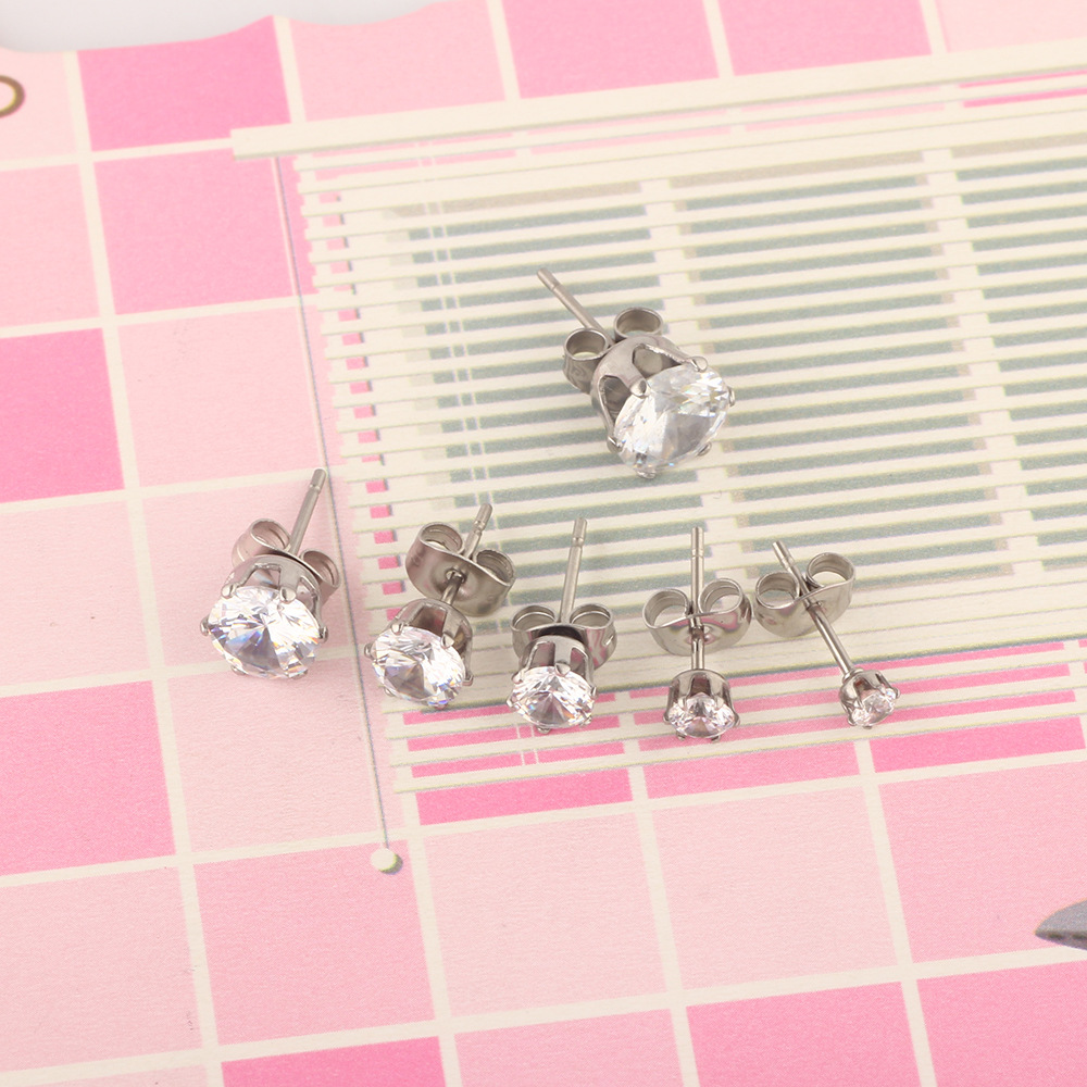Cross border Korean Simple Round Zircon Earrings for Men and Women Ear Jewelry - Image 2