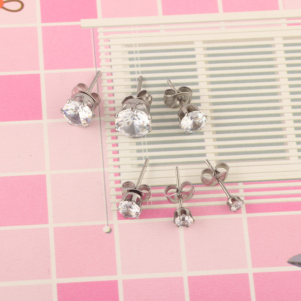 Cross border Korean Simple Round Zircon Earrings for Men and Women Ear Jewelry - Image 3