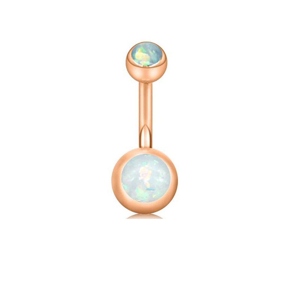 Gold Double White CZ Flower Belly Button Ring Stainless Steel Navel Jewelry - Image 5