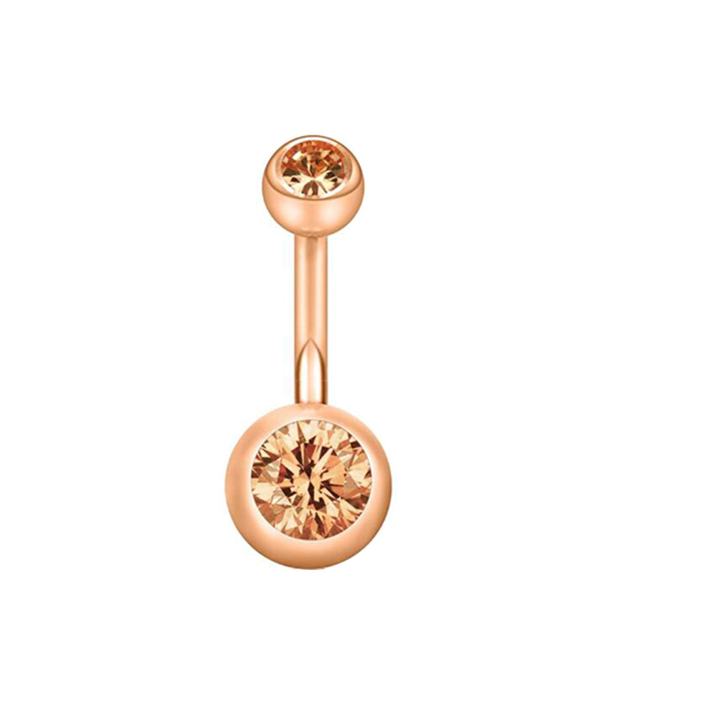 Gold Double White CZ Flower Belly Button Ring Stainless Steel Navel Jewelry - Image 4