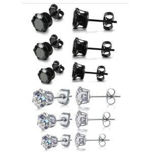 Cross border Korean Simple Round Zircon Earrings for Men and Women Ear Jewelry