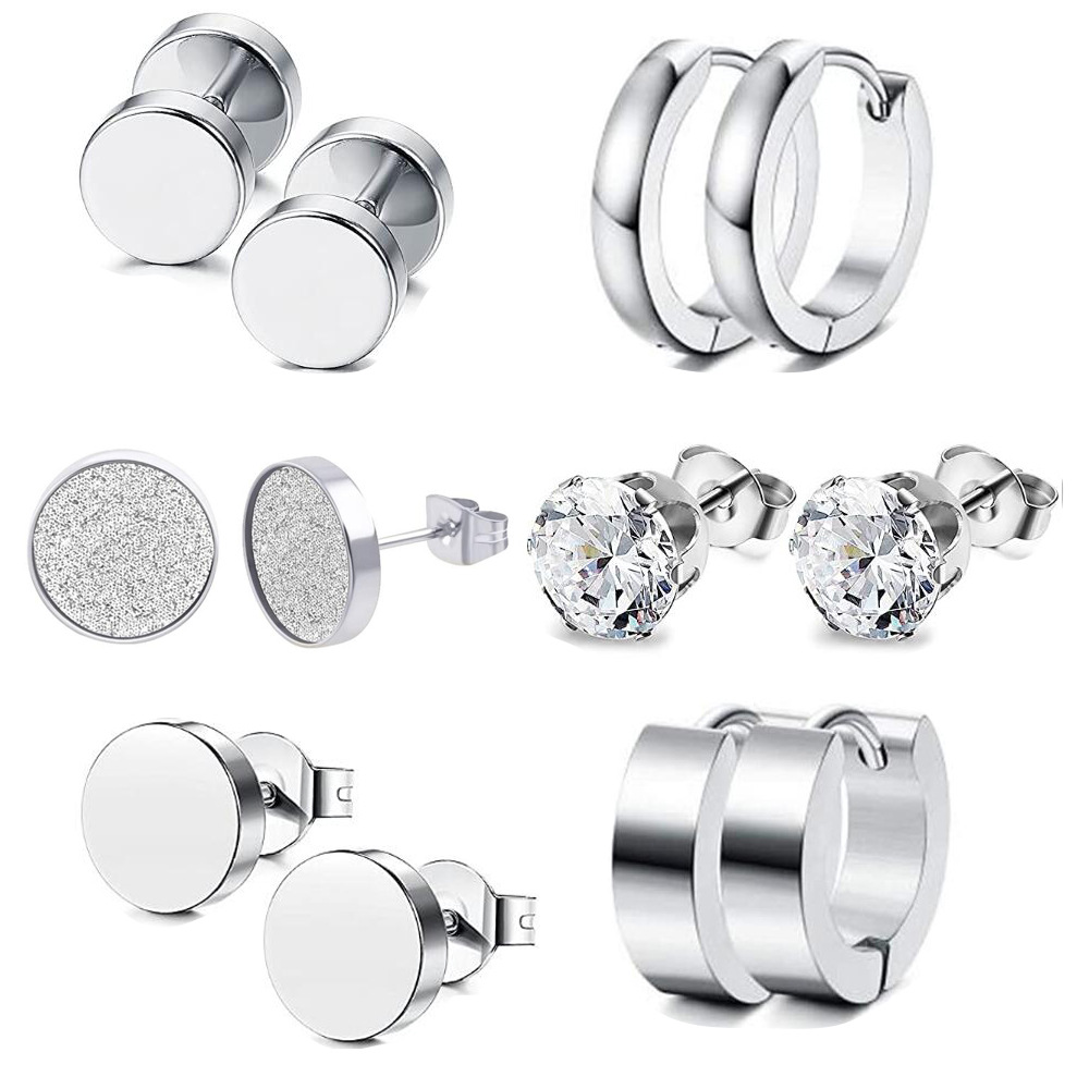 8mm Mixed Black Titanium Steel Ear Studs Set - 12 Pieces Fashion Floral Women Earrings 2023 Spring - Image 3