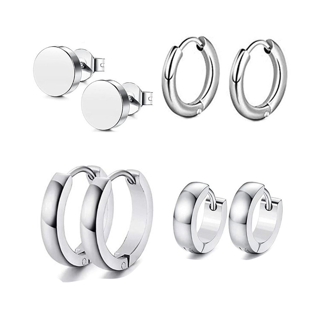 Amazon Hot Sale Cross-Border Mixed Earrings Set Titanium Steel Men's Earrings Punk Style Body Jewelry - Image 2