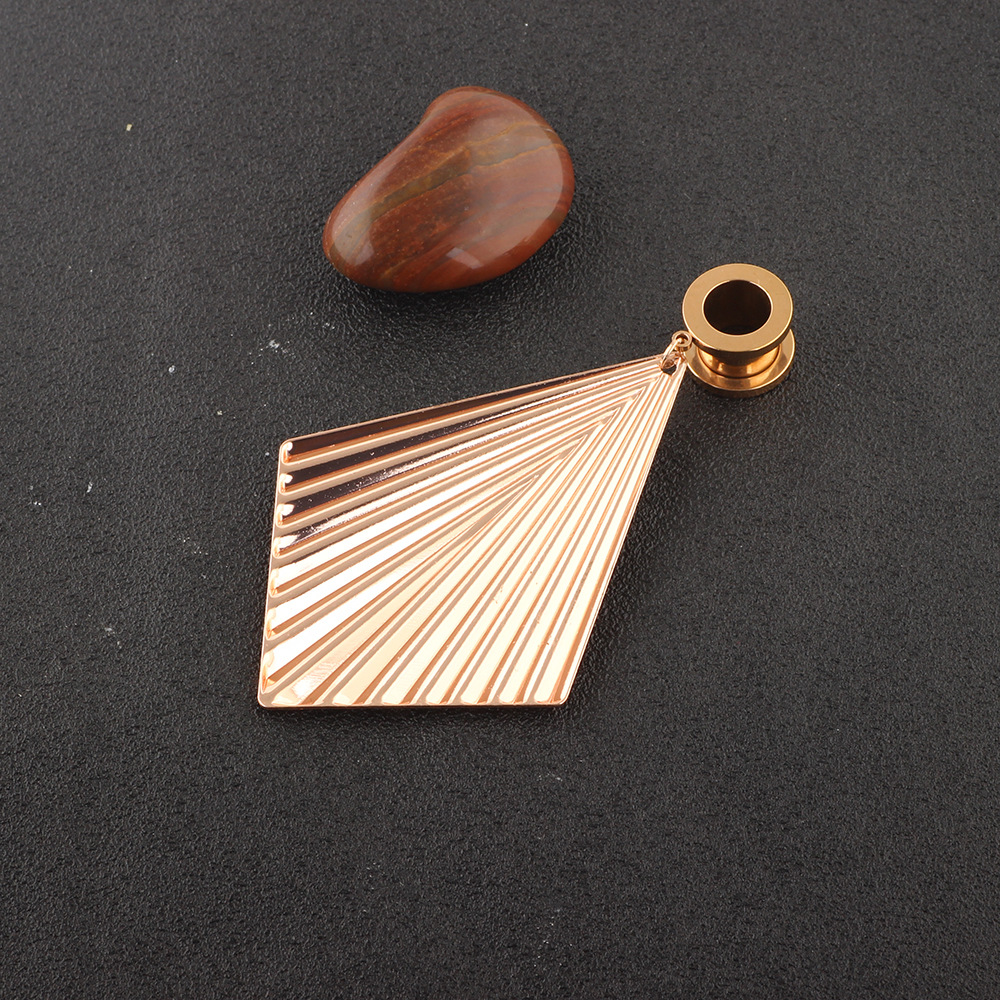 Fan-Shaped Retro Ear Expansion Brushed Gold Foil Pendant Auricle Earring - Amber Silver 25mm Single - Image 3