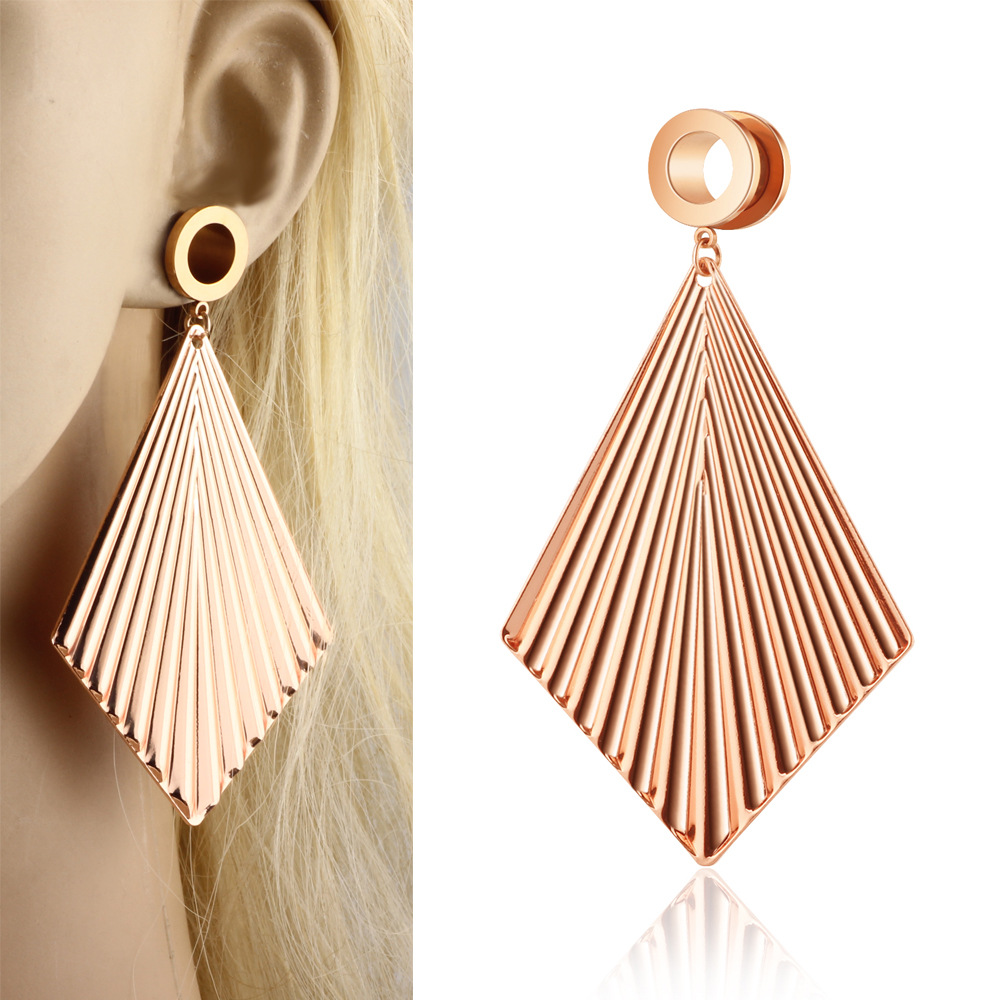 Fan-Shaped Retro Ear Expansion Brushed Gold Foil Pendant Auricle Earring - Amber Silver 25mm Single - Image 2
