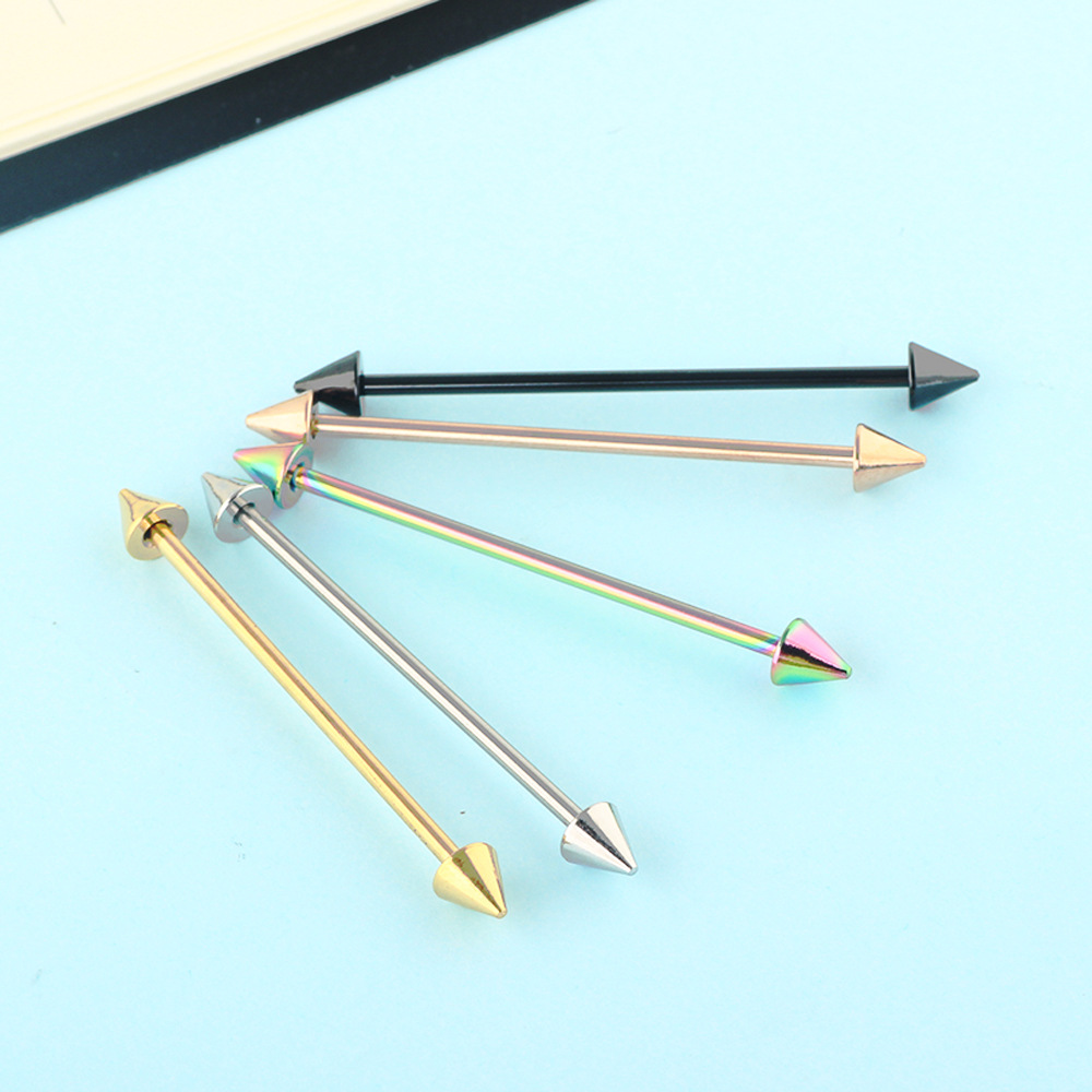 European American Stainless Steel Pointed Cone Long Post Earrings Cartilage Piercing Jewelry Rose Gold Single - Image 5