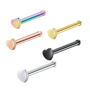 Rose Gold Bear Geometric Nose Stud 316L Surgical Steel Straight Curved Nose Ring Earring