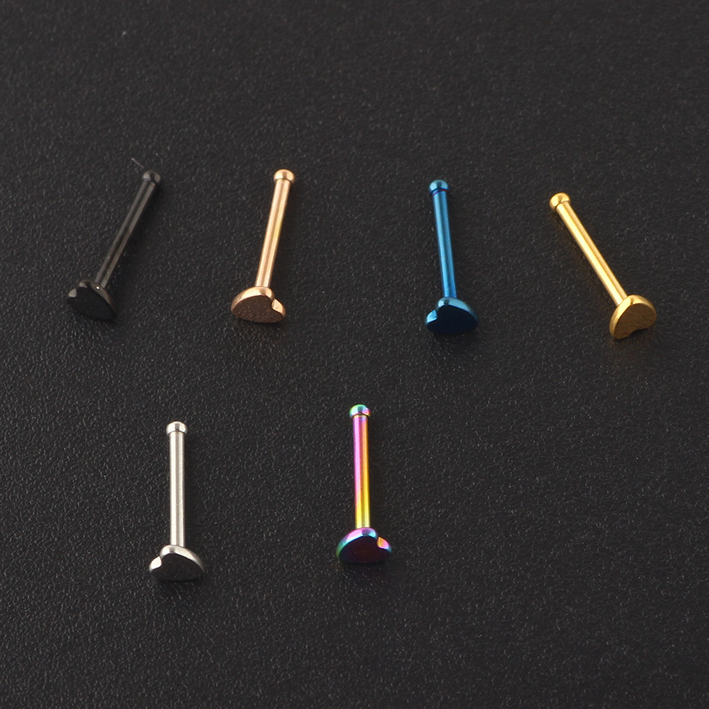 Rose Gold Bear Geometric Nose Stud 316L Surgical Steel Straight Curved Nose Ring Earring - Image 5
