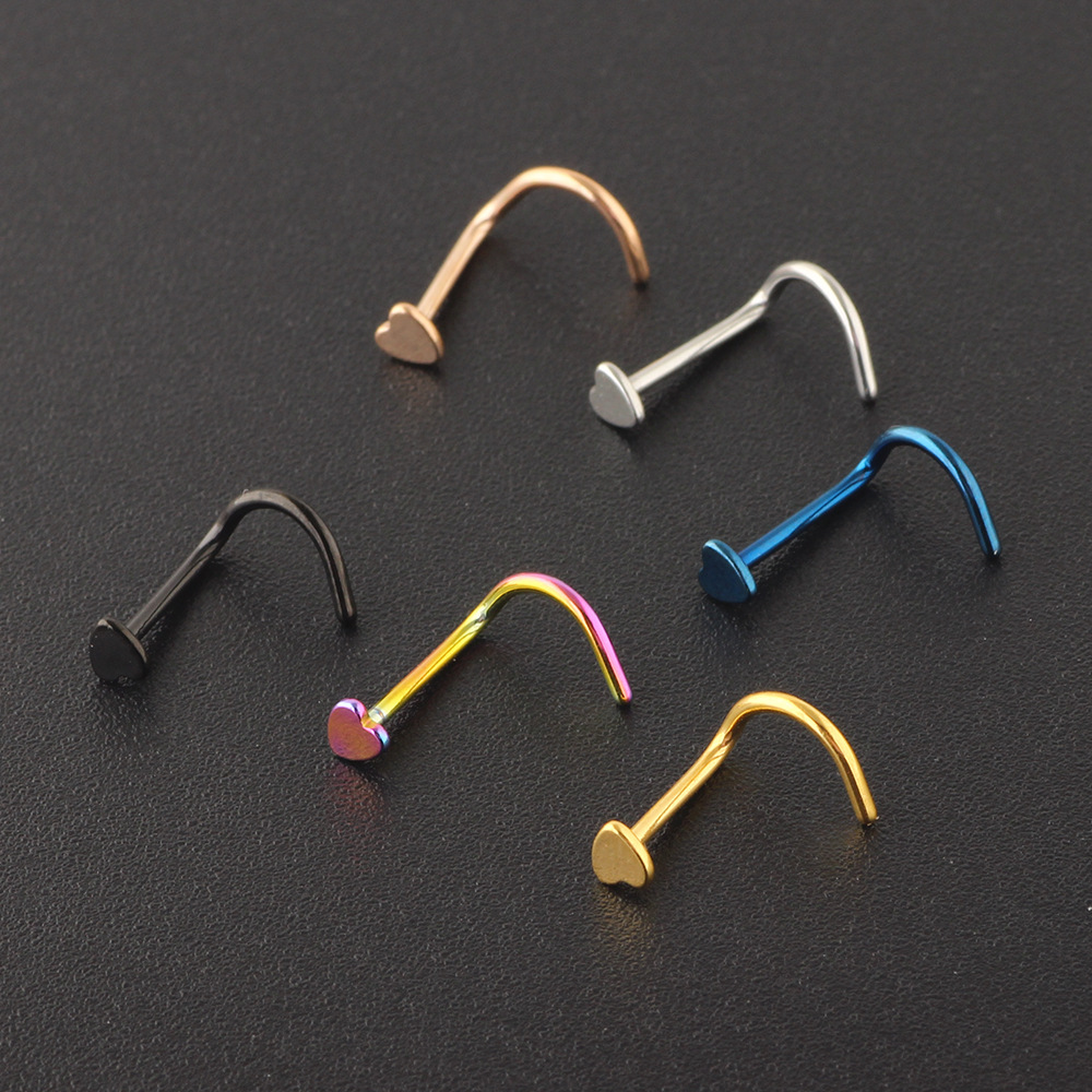 European American Nose Nail Medical Heart Shape Nose Ring Ear Nail Straight Curved Rod Wholesale - Image 2