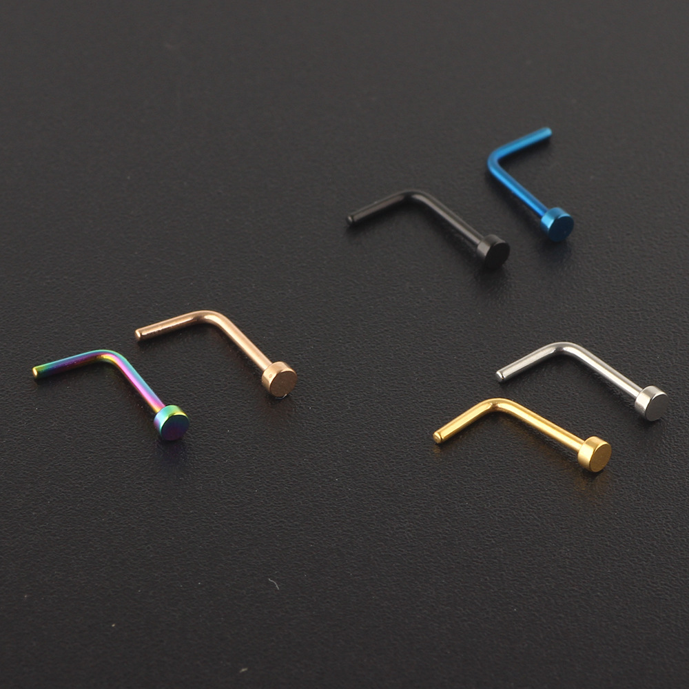 Rose Gold L-Shaped Nose Stud 20G Geometric Surgical Steel Nose Ring Cartilage Earring Straight Curved Nose Jewelry Wholesale - Image 3