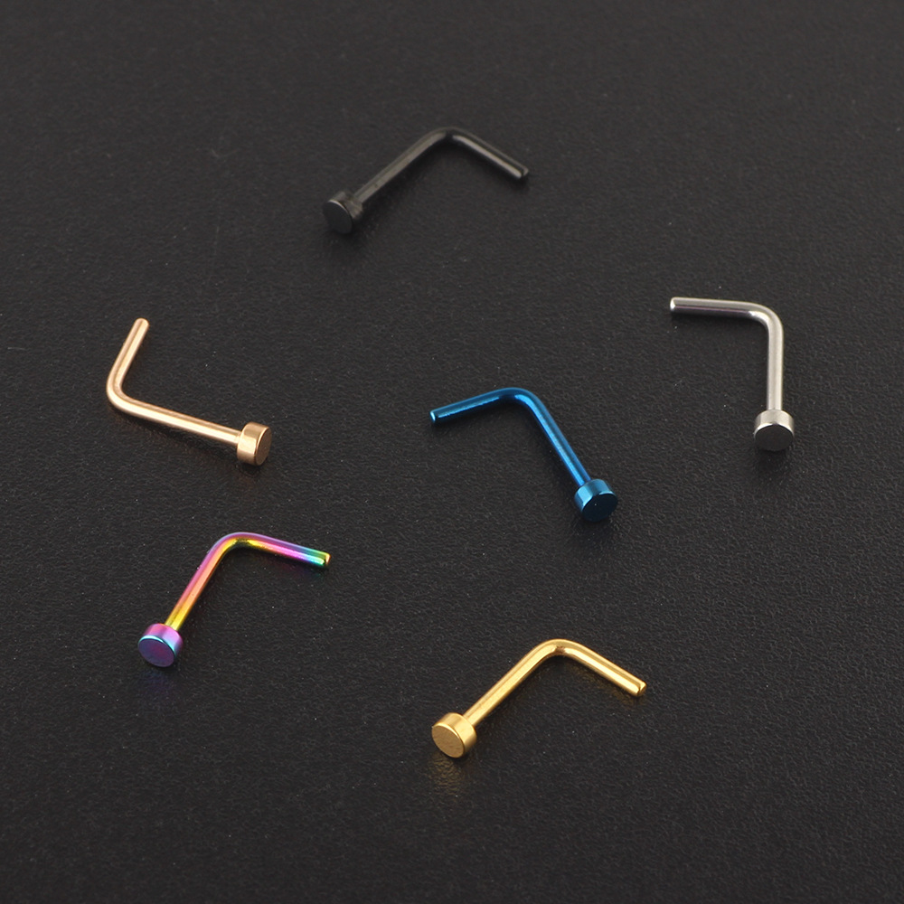 Rose Gold L-Shaped Nose Stud 20G Geometric Surgical Steel Nose Ring Cartilage Earring Straight Curved Nose Jewelry Wholesale - Image 5