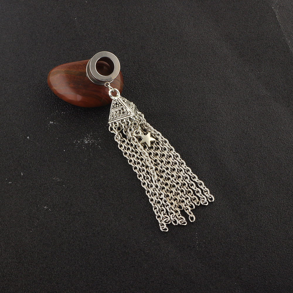 Amber Geometric Ear Expander Auricle Pendant Body Piercing Jewelry Wholesale 25mm Silver - Image 3