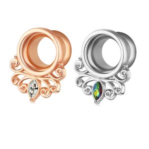 New Geometric Amber Ear Expander Ear Plug 16mm Rose Gold Horse Eye Body Jewelry for Stretched Ears Wholesale