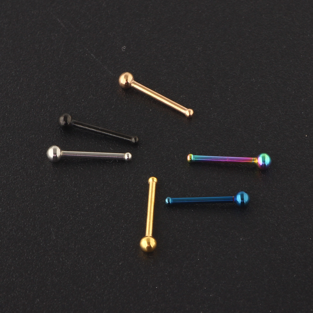 Rose Gold Geometric Nose Stud, 316L Surgical Steel Invisible Nose Ring, Ear Stud, Straight & Curved Rod Nose Studs Wholesale - Image 2